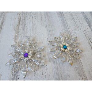 Crystal snowflake gem ornament Xmas tree vintage decor hanging